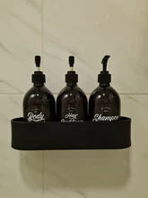 Black Bathroom Shelves Rack Towel-Bar Wall-Shelf Shower-Storage Kitchen Aluminum Space