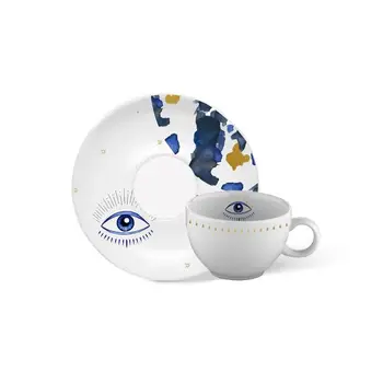 

Spirit Eye Collection Evil Eye Real 24-carat Gold Detailed High Quality Espresso Turkish Coffee Cup Set of 2 and Single
