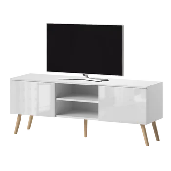 

Selsey VEROZIA LIGNNUM - TV Stand / Scandi Style TV Cabinet / Living Room Furniture / 140 cm / Matte White with Gloss Front