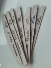 7 unids/lote profesional fuerte Sanpaper de archivo 100/180 grano de madera media luna Tabla de lijado de archivos de uñas de manicura herramientas
