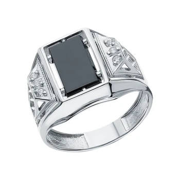 

Silver ring with onyx and cubic zirconium sunlight sample 925