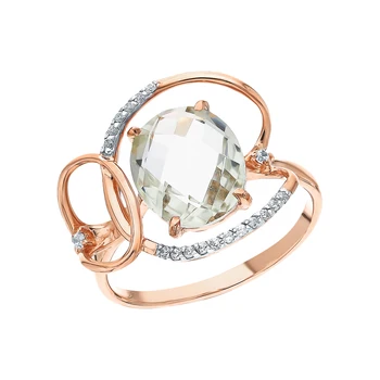 

Gold ring with amethyst and cubic zirconia sunlight