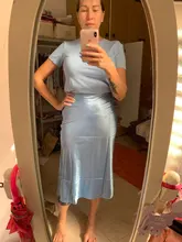 Mnealways18-falda de seda satinada para mujer, Falda larga de cintura alta, color púrpura, elegante, para oficina, Primavera, 2020