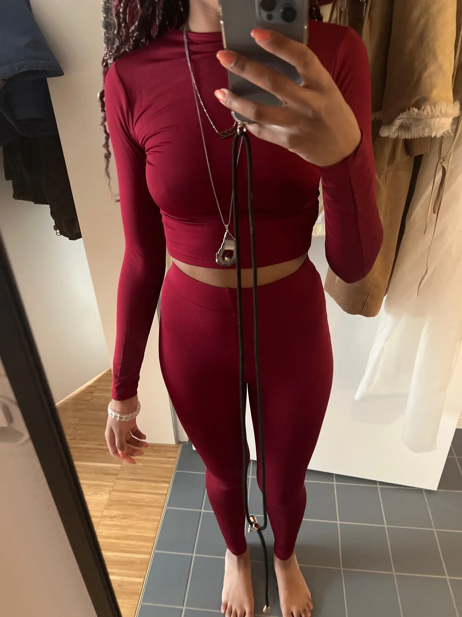 Two Piece Sets Women Solid Autumn Tracksuits High Waist Stretchy Sportswear Hot Crop Tops And Leggings Matching Outfits photo review