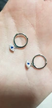 WANTME-Joyería de 100% plata fina 925 auténtica para mujer, mini pendiente de ojos malvados de circón azul, aretes pequeños de tuerca