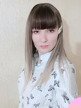 EASIHAIR-Peluca de cabello sintético para dama, cabellera artificial liso con flequillo, longitud media, color gris degradado, resistente al calor, Cosplay