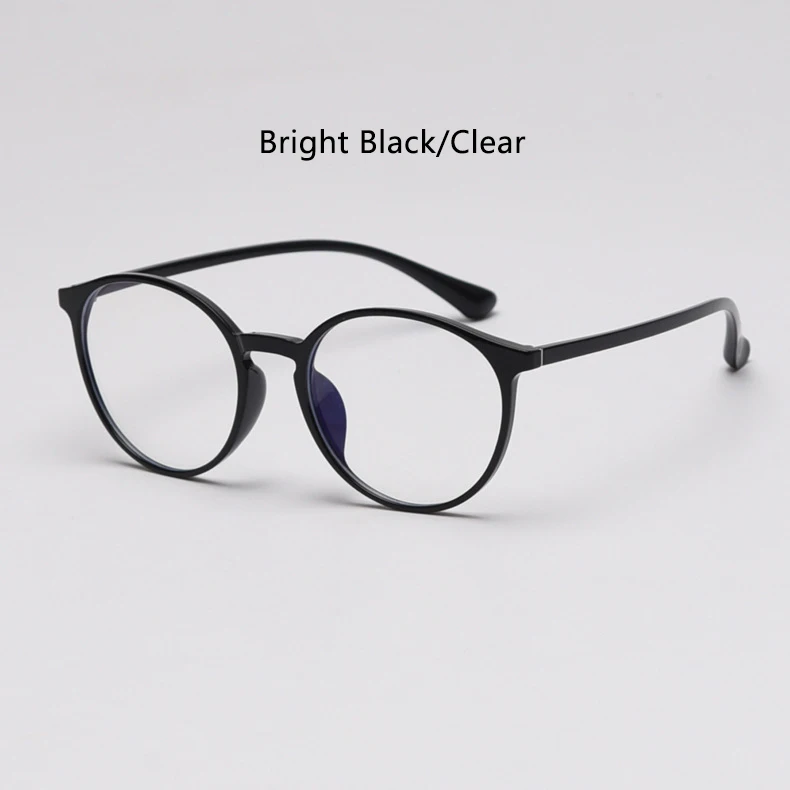 BRIGHT BLACK Новинка TR90, синий светильник, очки, высокое качество, круглые женские очки, близорукость, ботаник, оптические очки, роскошный бренд, компьютерные очки - Цвет оправы: BRIGHT BLACK