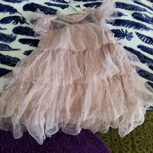 Disfraz de Navidad de encaje para niñas, vestido de princesa de manga corta con lentejuelas para verano, Año Nuevo, fiesta de cumpleaños, Rojo