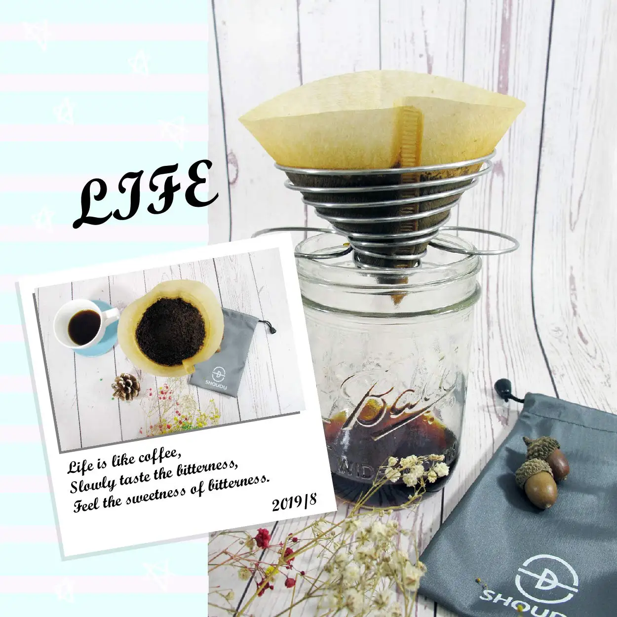 

306 Stainless Steel Pour Over Coffee Dripper Tea Filter Holder, Apply to Various Cups and Mugs Use for Travel, Camping, Office a