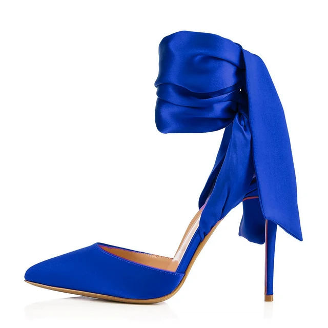 Elegant Pointed Toe High Heel Red Satin 
