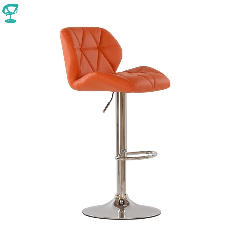 95340 Barneo N-85 эко-кожа кухонный барный стул с мягким сиденьем на газ-лифте стул оранжевый мебель для кухни кресло для нейл бара высокий стул для барной стойки мебель Казахстан по России - Цвет: Хромированная ножка
