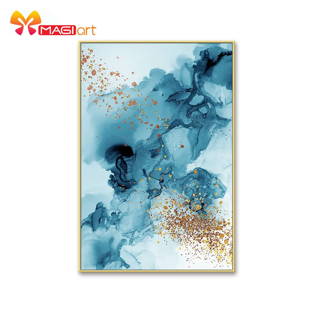 

Cross stitch kits Embroidery needlework sets 11CT water soluble canvas patterns 14CT Ink painting Bule splatter-NCMC044