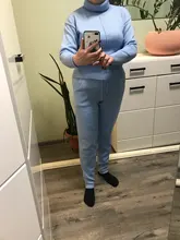 Suit Pant Knitted MVGIRLRU Sweater Winter Womens Warm Wool Soft Pullover