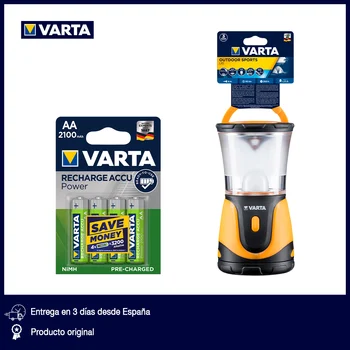 

VARTA Camping lantern 1 W LED, Orange + VARTA 4 Pack AA rechargeable NiMH batteries, 2100 mAh, pre-charged