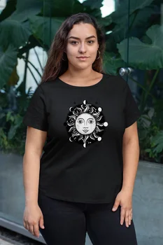 

Angemiel Wear Sun Black Women Cotton Large Size T-Shirt