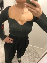 Ropa de primavera y verano para mujer, Jersey sexy elástico de cintura alta con cuello cuadrado y mangas completas, WK080, 2021