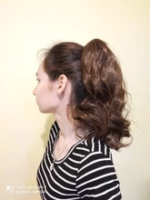Extensiones de Cabello para mujer, coletas con ondas, 14 pulgadas, pelo sintético Rubio, extensión Natural