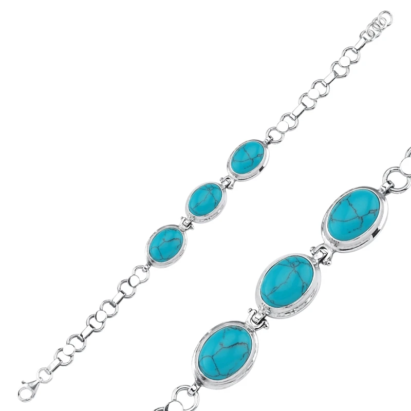 

Silver 925 Sterling Turquoise Stone Handwork Bracelet
