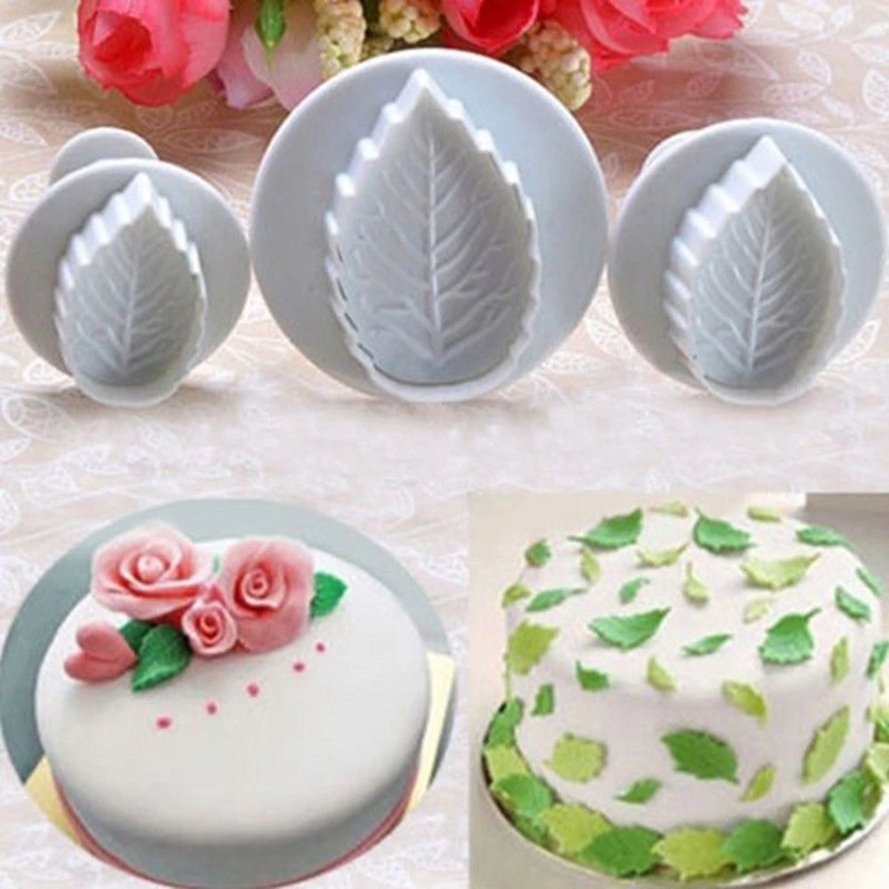 3pcs Leaf Cookie Plunger Cutter Fondant Sugarcraft Mold Cake Decorating TooUSSJ 3pcs Leaf Cookie Plunger Cutter Fondant Sugarcraft Mold Cake Decorating TooUSSJ