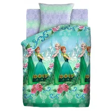 Детское покрывало стеганое Холодное сердце Анна и Эльза 1.5 спальное(Зеленый