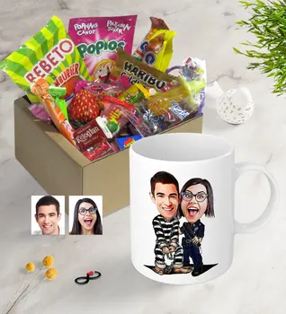 

Personalized Valentine Caricature Of Nostalgic Lezzetler Mug Seti-7
