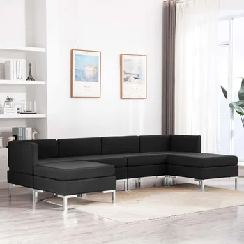 

6 pcs Black fabric sofa Set sofa