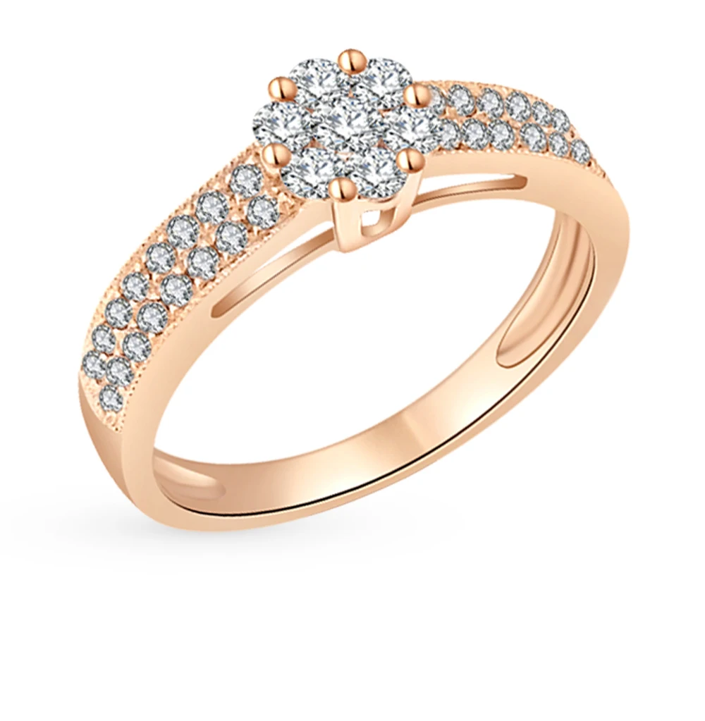 Золотое кольцо с бриллиантами SUNLIGHT проба 585