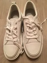 Chunky Sneakers Loafers Shoes White Genuine-Leather Women Female Walking Casual for Flat