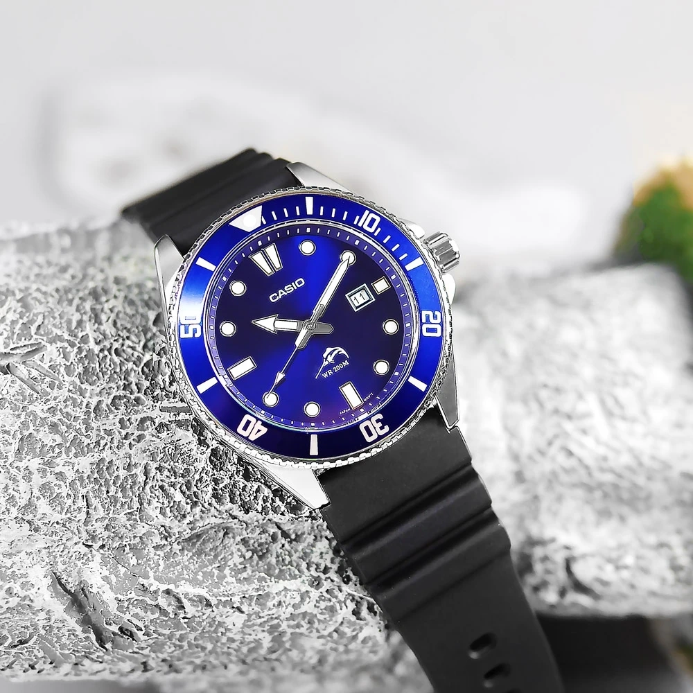Men's watch diving Casio MDV-106B-2A MARLIN hard strap rubber Blue dial  rubber band divers watch - AliExpress Watches