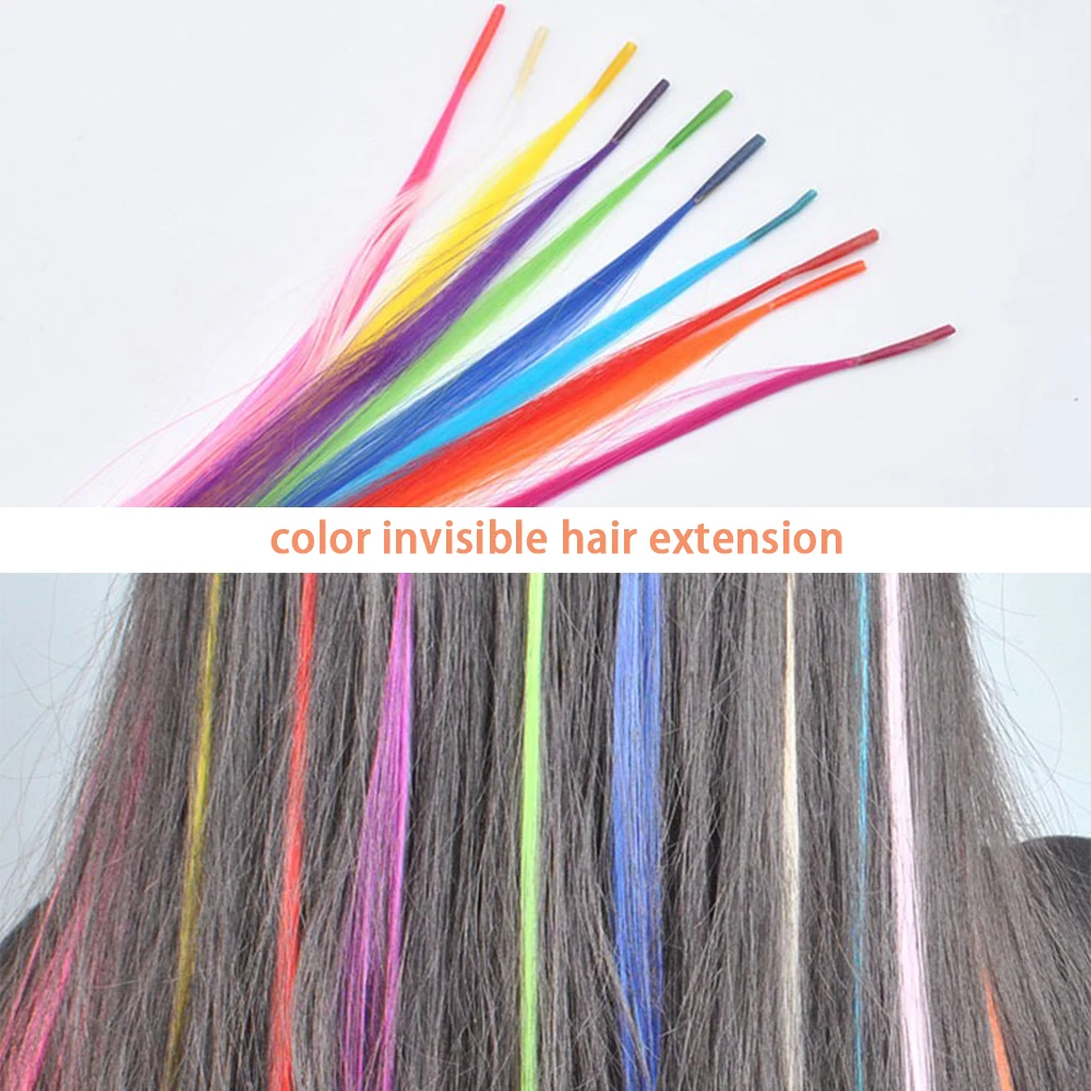 Colored Strands for Hair Feather Extension 10 Pieces I Tip Synthetic  Hairpiece Fake Hair Zebra Line Feather Hair Extensions