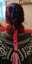 Hairpiece Ponytail Braid Chignon Rubber-Band Synthetic-Hair with Crochet Pink Rainbow