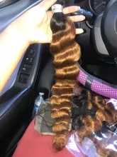 Human-Hair-Bundles Closure Spark Hair Brown Deep-Wave Color Loose Ombre Peruvian 