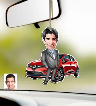 

Personalized Mr Renault Clio Caricature Of Wood Car Rearview Mirror Süsü-2