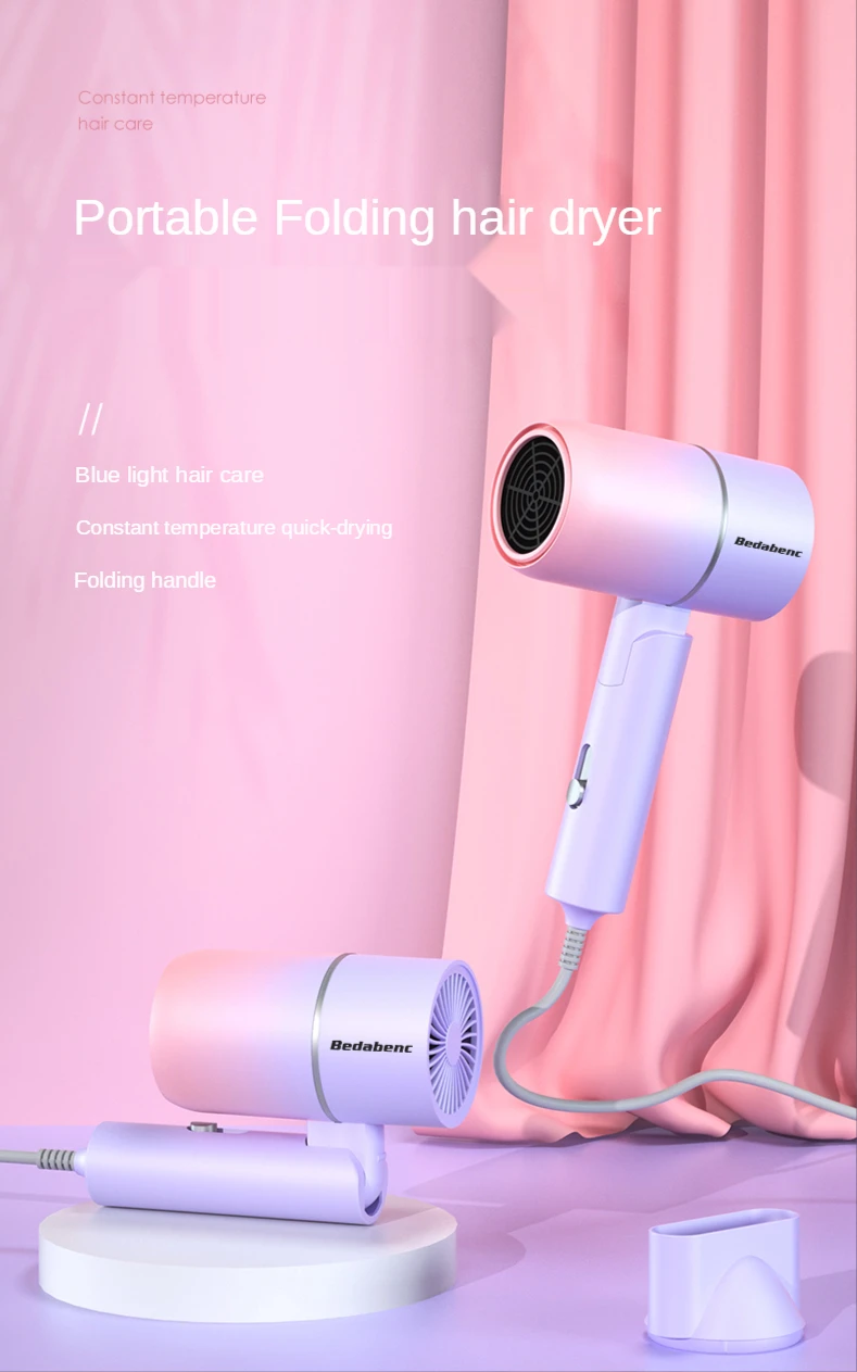 Secador de Cabelo Cuidados com o Cabelo para Casa 750w com Bolsa de Transporte Dobrável Quente Anion Mini Viagem Portátil 220v-240v ar 1 Online shopping