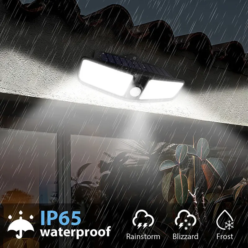 

Newest 1PCS 80 LED Solar Light Double Head Flood Light PIR Motion Sensor Waterproof Outdoor Wall Lamp Security Solar Lighting