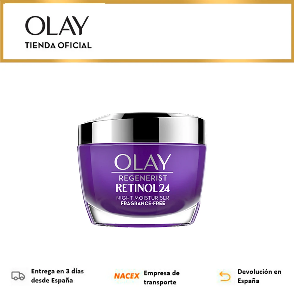 Olay Regenerist Retinol24, Crema Hidratante De Noche 50ML, Anti-Edad, Retinol Y Vitamina B3, Sin Fragancias, Cremas y Lociones