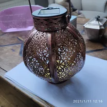 Solar-Lanterns Garden-Lights-Decor Fence Handle Hanging Tree Patio Bronze Retro Hollow