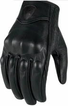 Guantes de cuero auténtico para motocicleta, para hombre, para todas las estaciones