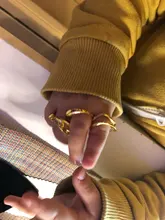 XIYANIKE-anillos de plata de ley 925 para mujer y parejas, joyería de fiesta curva de doble capa chapada en oro