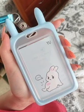 Tarjetero de silicona de alta calidad con dibujos animados, titular de la identificación, bonito estuche para tarjeta de autobús, llavero, anillo, etiqueta de equipaje, baratija