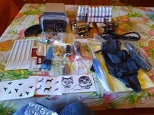 Kit de máquinas de tatuaje, pistola con fuente de alimentación de tinta, agarres para tatuaje, herramientas de arte corporal, conjunto completo de tatuaje, suministros de accesorios