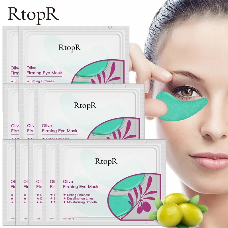 10pcs=5pack Olive Collagen Eye Mask Face Skin Care Firming Ageless Anti Aging Eye Bag Dark Circles Puffiness Care