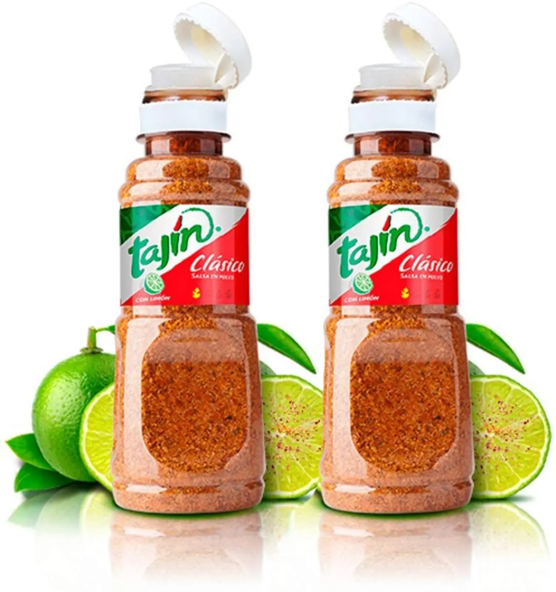 TAJÍN CLÁSICO CON LIMÓN 2 BOTES DE 142 G - Chile con Limón, para Sazonar Alimentos, Fruta, Aguacate, Origen Mexico