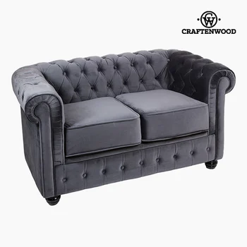 

2 Seater Chesterfield Sofa Velvet Grey - Relax Retro Collection by Craftenwood