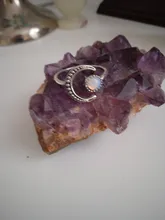 Anillo de compromiso de oro blanco con forma de Luna para mujer y hombre, anillos que se abren ajustables, joyería de lujo