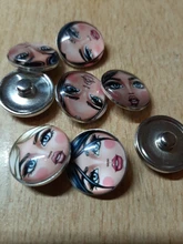 Botones a presión de 18mm para cara de niña, 10 Uds. Redondas mixtas, foto de cristal, cabujón, estilo para pulseras a presión de 18mm, regalo de joyería