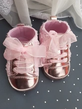 Zapatos de piel sintética para bebé de 0 a 18M, antideslizantes, con encaje bordado Floral, suaves, para antes de caminar, niños pequeños, caída de zapatos