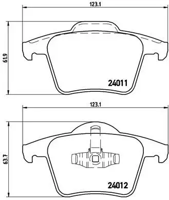 Колодки дисковые з.\ Volvo XC90 2.5iT/3.0i T6/2.4 D5 02 BREMBO P