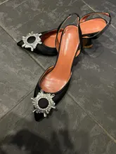 Zapatos de tacón alto con diamantes de imitación para mujer, calzado de seda satinada con punta puntiaguda, sin cordones, para boda, talla grande 41 42