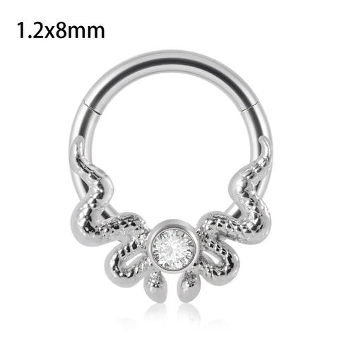 361L Surgical Steel Septum Clicker Crystal Moon Hoop Nose Ring Ear Tragus Cartilage Daith Earring 16G Piercing Body Jewelry